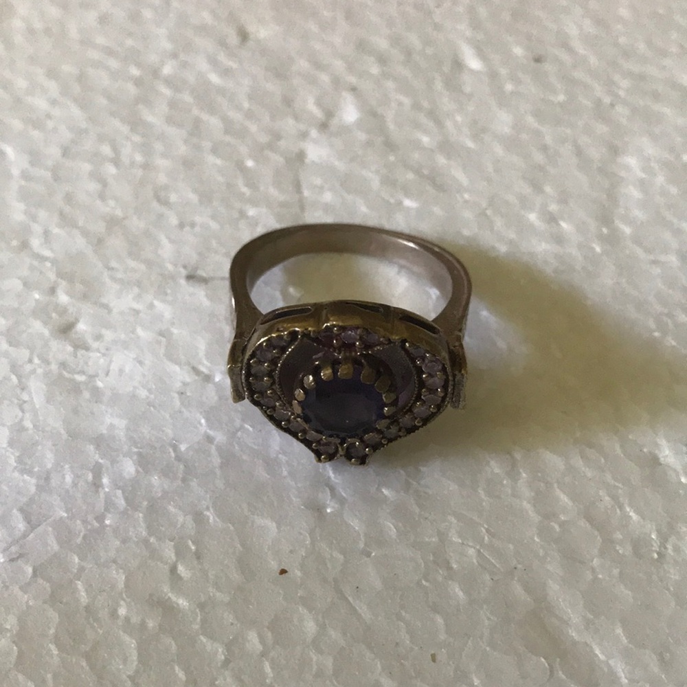 Antique sterling amethyst topaz ring